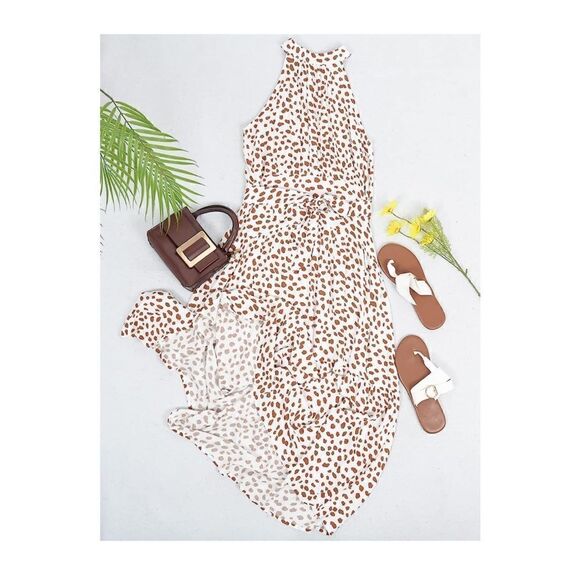 Sleeveless Halter Floral Print Dress - Picture 1 of 4